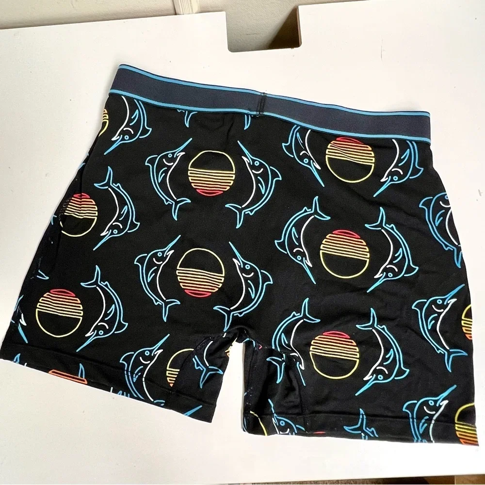 SAXX Men's Daytripper Boxer Briefs Sunset Crest print Dolphins novelty size M
